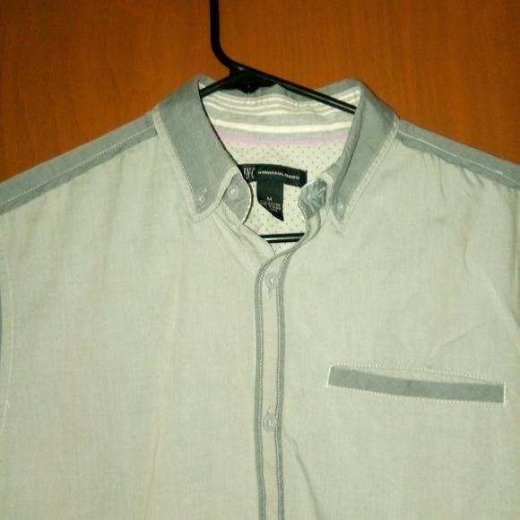 International Concepts Two Tone Gray Casual Button Down Shirt - Picture 6 of 14